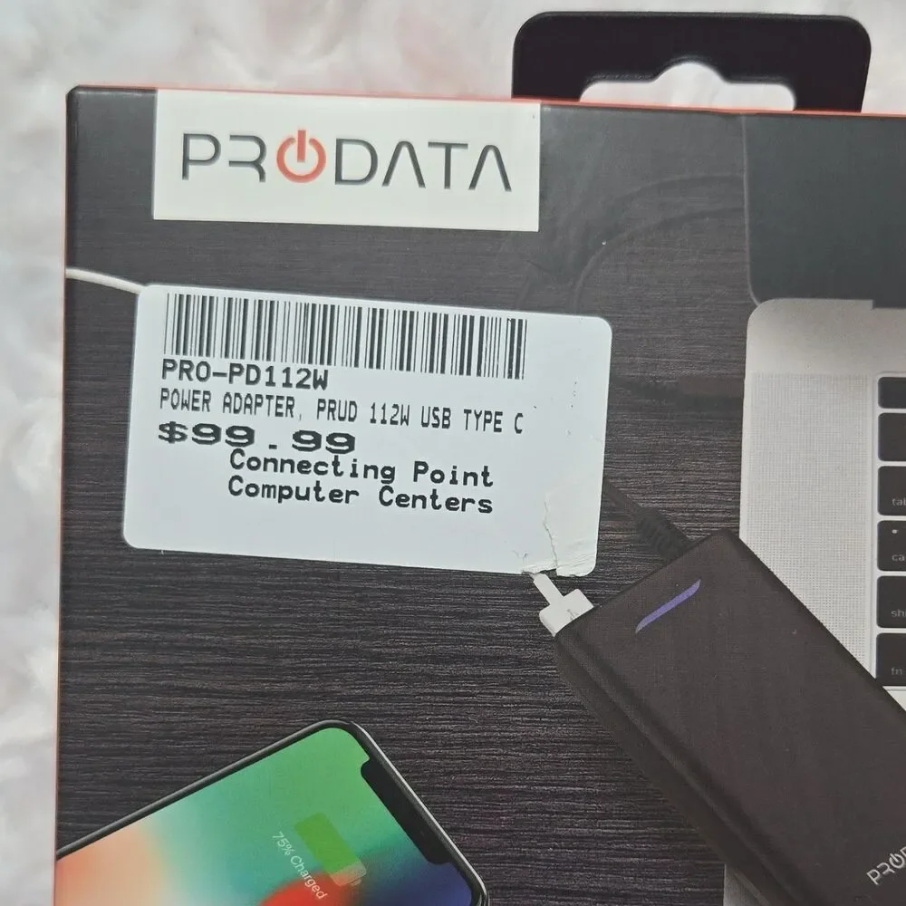 PRODATA 112W USB-C Power Adapter PD3.0 Universal Charger, USB-C & USB-A, Black